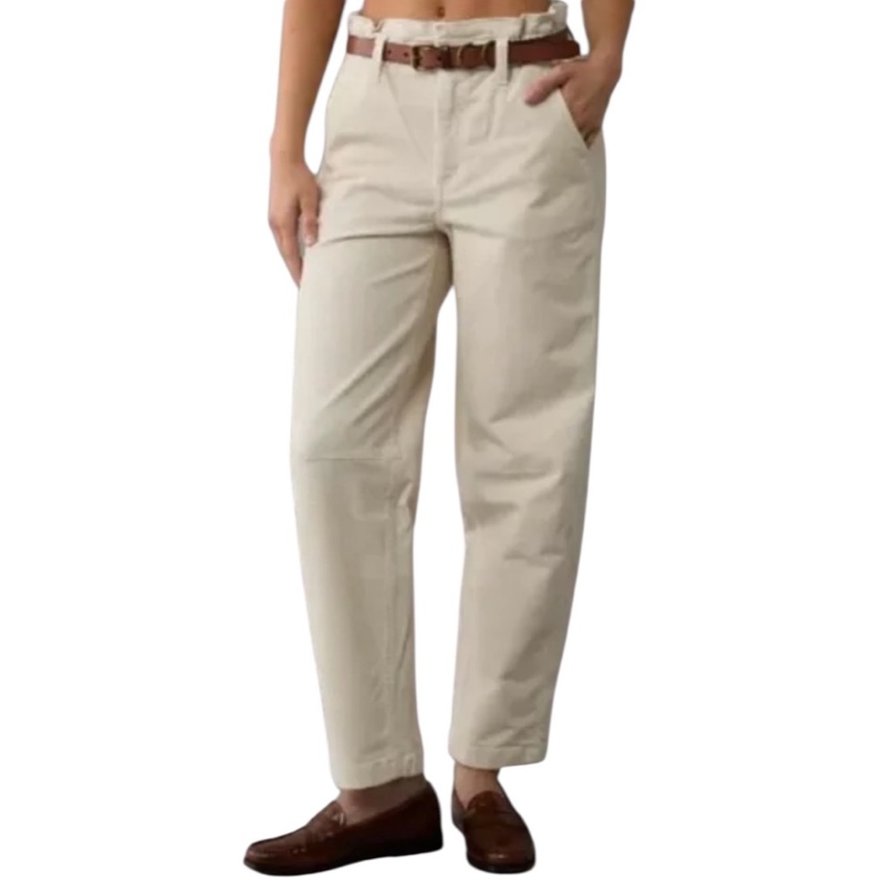 American Eagle Outfitters Beige High-Rise Straight Pants